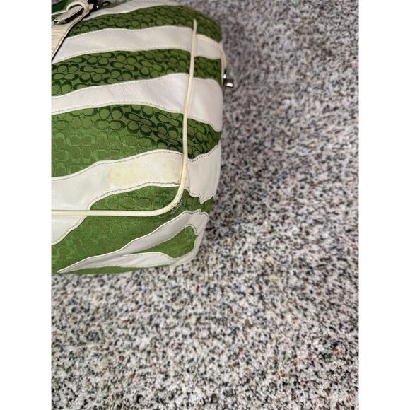 Vintage Coach Limited Edition Zebra Stripe Green & White Tote Bag - Picture 2 of 12